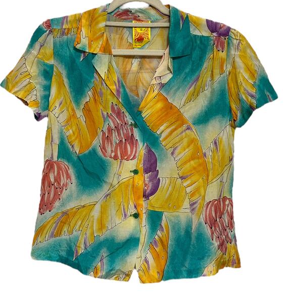 Vintage Sunshine By Sherry Holt Banana Button Down Top - Picture 3 of 6